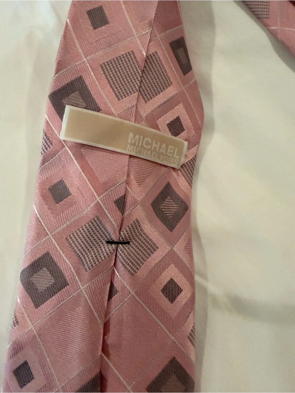 Michael Kors Pink Diamond-Grid Men's Tie